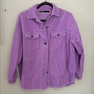Zara Women's Vibrant Purple Corduroy Jacket